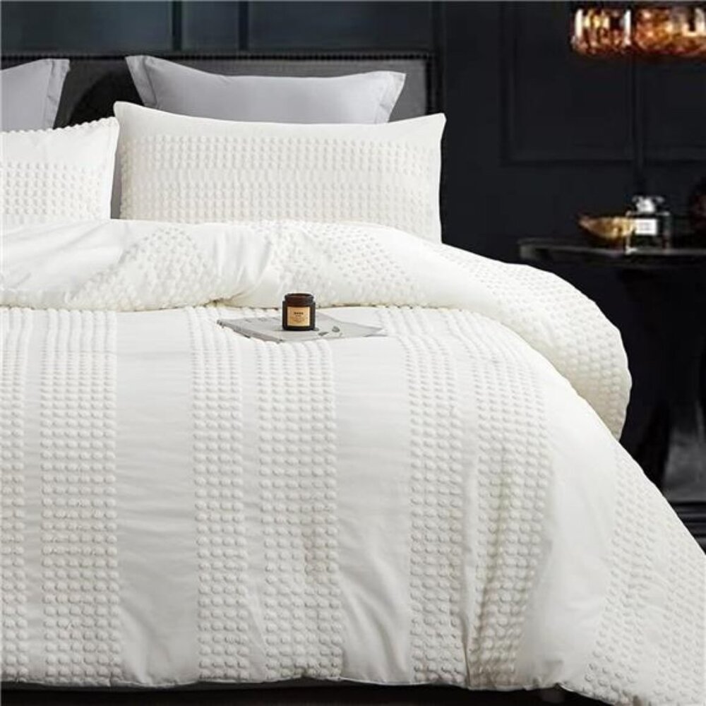 King Size Comforter Set;White Comforter Boho Tufted Lightweight  Bedding Sets